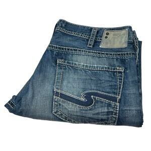 Silver Jeans Men's 38x34 Blue Denim Eddie Relaxed Straight Dark Wash Pants